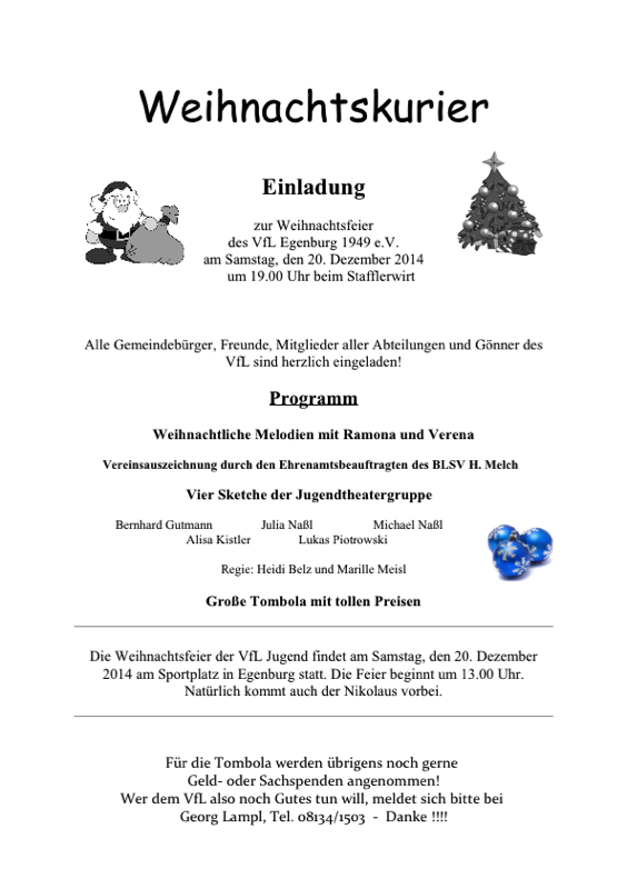 VfL Weihnachtskurier 2014